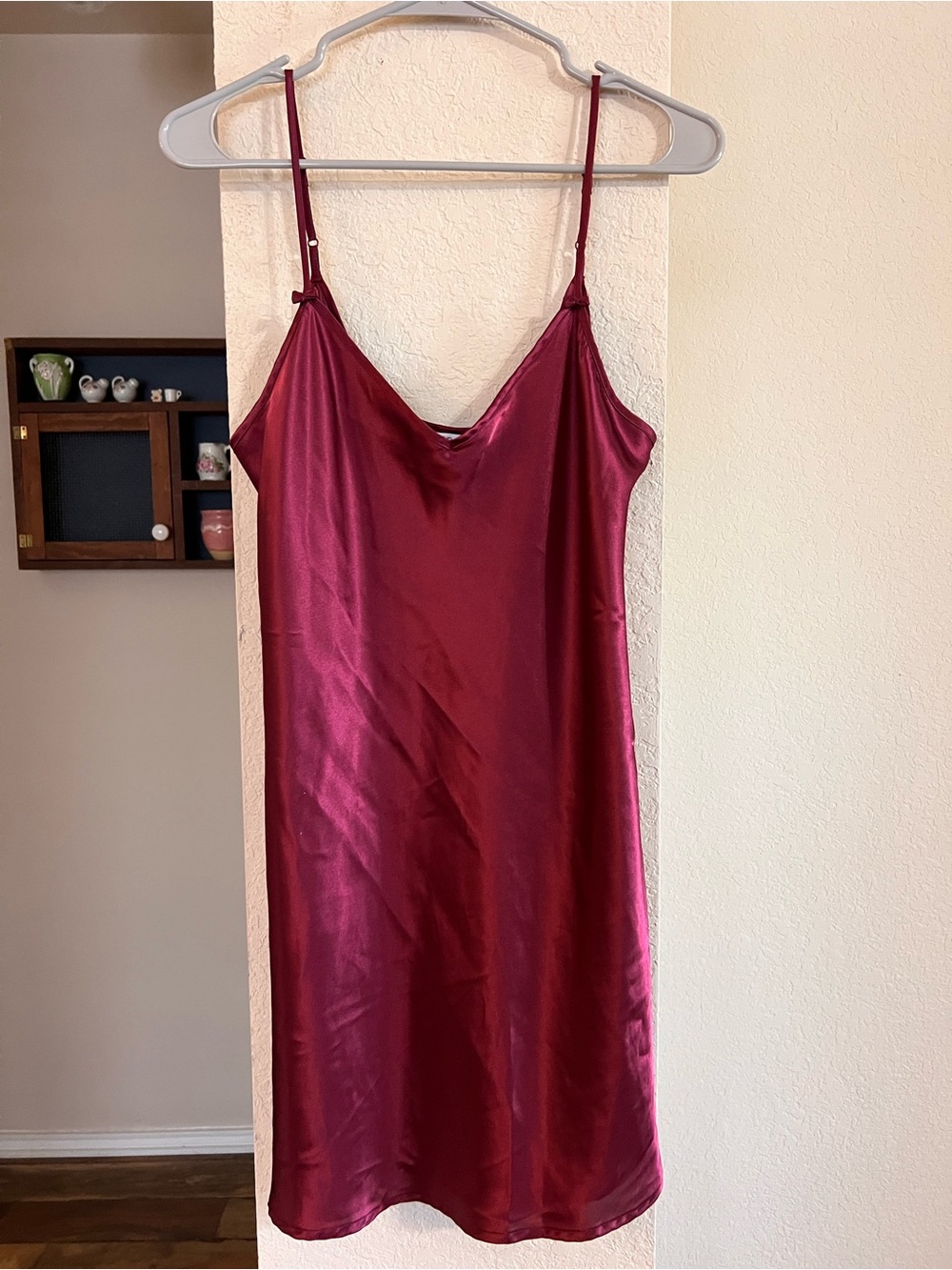 Vanity Fair Burgundy Satin Slip Chemise